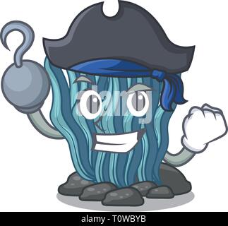 Algues bleu pirate en forme mascot Illustration de Vecteur