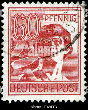 Numérisation haute résolution de vieux timbres-poste à partir de l'Allemagne, l'occupation alliée 1945-1949 Banque D'Images