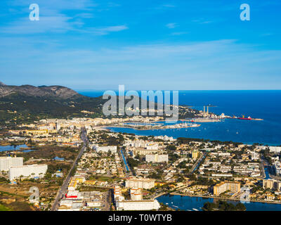 Vue aérienne du port d'Alcudia, Majorque, Baleares, Espagne Banque D'Images