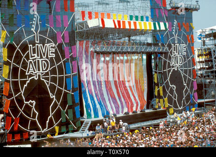Un grand angle vue montre l'ensemble de la mise en scène à l'aide en direct à Philadelphie en Pennsylvanie, en 1985. Banque D'Images