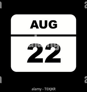 22 août date à un seul jour calendrier Banque D'Images