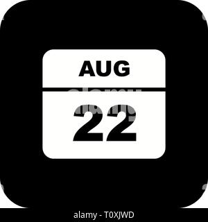 22 août date à un seul jour calendrier Banque D'Images