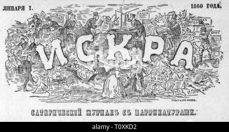Presse/médias, magazines, 'Iskra' (étincelle), Front Page, 1860, l'artiste n'a pas d'auteur pour être effacé Banque D'Images