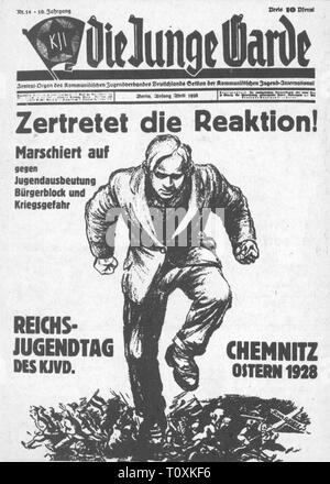 Presse/médias, magazines, die junge Garde' (la jeune garde), front page, 10e volume, numéro 14, Berlin, début avril 1928, l'artiste n'a pas d'auteur pour être effacé Banque D'Images