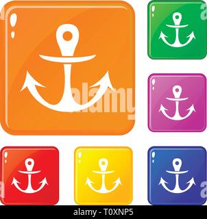 Voile archor icons set vector color Illustration de Vecteur