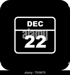 Le 22 décembre Date à un seul jour calendrier Banque D'Images