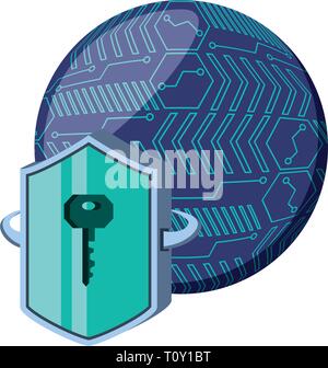 blindage sécurisé avec conception d'illustration de vecteur électronique de circuit Illustration de Vecteur