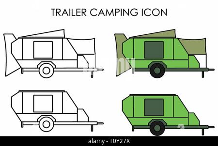 Icône camping remorque Illustration de Vecteur