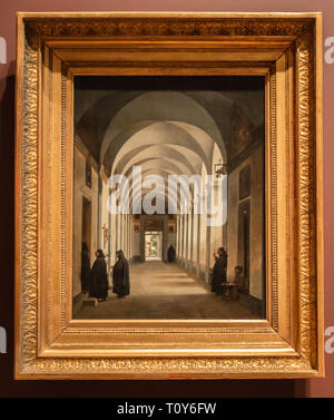 Des moines dans le Cloître de l'église de Gesù e Maria, Rome est une huile sur toile de François Marius Granet, exposée au Metropolitan Museum of Art de New York. Banque D'Images