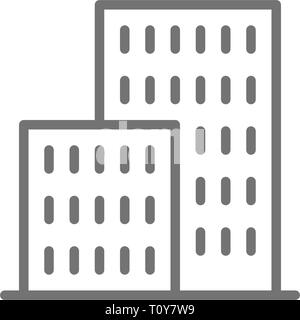 Les immeubles à appartements, l'icône de la ligne de l'immobilier. Isolé sur fond blanc Illustration de Vecteur