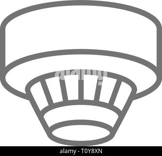 Détecteur de fumée, l'icône de la ligne du système d'alarme. Isolé sur fond blanc Illustration de Vecteur