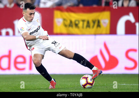 Séville, 10-03-2019. Primera Division Ligue espagnole. LaLiga. L'Estadio Ramon Sanchez-Pizjuan. Munir El Haddadi (FC Séville) durant le jeu Sevilla FC - Real Sociedad. Banque D'Images