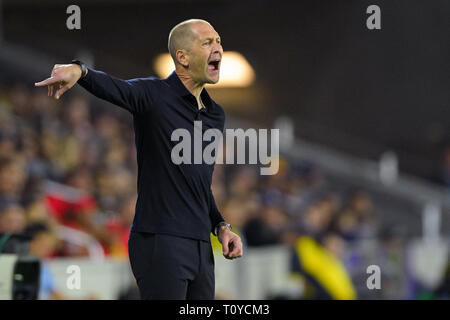 Orlando, Floride, USA. Mar 21, 2019. Gregg Berhalter nous entraîneur en chef pendant un match amical entre les États-Unis et l'Équateur à Orlando City Stadium le 21 mars 2019 à Orlando, Floride. © 2019 Scott A. Miller. Crédit : Scott A. Miller/ZUMA/Alamy Fil Live News Banque D'Images