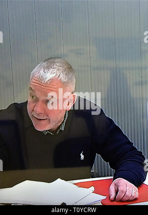 Madrid, Espagne. Mar 22, 2019. Leonard Hardy au deuxième jour de son procès pour des accusations de blanchiment d'argent à la Haute Cour de Madrid, Espagne. Banque D'Images