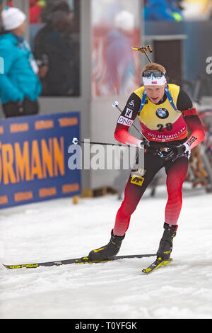 Oslo, Norvège. Mar 22, 2019. Biathlon Coupe du Monde IBU BMW. 22 mars 2019 Thingnes Johannes Boe de la Norvège participe à la compétition de sprint 10km hommes pendant la Coupe du monde de Biathlon IBU BMW à Holmenkollen à Oslo, Norvège. Credit : Nigel Waldron/Alamy Live News Banque D'Images