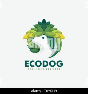 Chien Eco Concept illustration vector modèle. Convient pour l'industrie créative, multimédia, animation, formation, boutique, et tous les busi Illustration de Vecteur