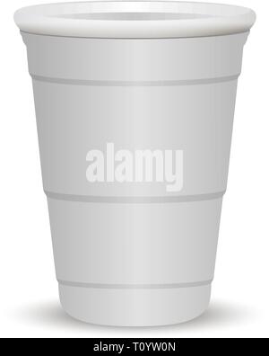 Parti blanc tasse d'illustration vectorielle 3D réaliste. Récipient en plastique ou en papier jetables pour la maquette des boissons et amusement jeux isolé sur fond blanc. Illustration de Vecteur