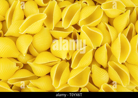 Contexte de la dispersion coquilles de pâtes conchiglie italien non cuites Banque D'Images