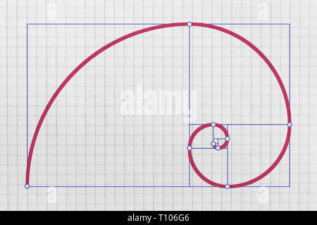 Spirale d'or comme une représentation graphique de ce qu'on appelle nombre d'or Banque D'Images