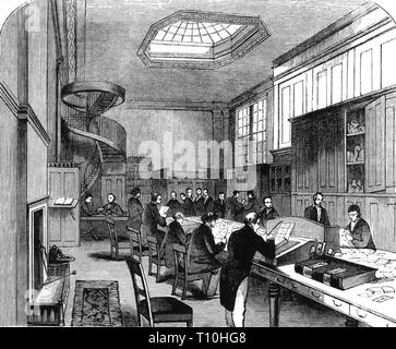 La poste, bureau de poste, de la Chambre noire Ministère britannique des affaires étrangères, Abchurch Lane, London, gravure sur bois, 1844, noir, du cabinet Cabinet Noir, la censure, la censure du courrier de lettres, d'espionnage, d'intelligence, l'intelligence service, Central Intelligence Agency, Service de sécurité, MI-5, Defense Intelligence Agency, dissoudre, 1844 personnes, greffier, commis, employés, agent, employé public, du travail, du travail, travailler, travail, profession, professions, Grande-Bretagne, Royaume-Uni, l'ère victorienne, 19e siècle, courrier, poste, bureau de poste, les bureaux de poste, de la chambre, l'artiste a le droit d'auteur, de ne pas être effacé Banque D'Images