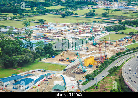 01 mai 2018 - Straits antenne vue paysage, région de planification non développées en plus de Marina Bay et centre-ville de Singapour Banque D'Images