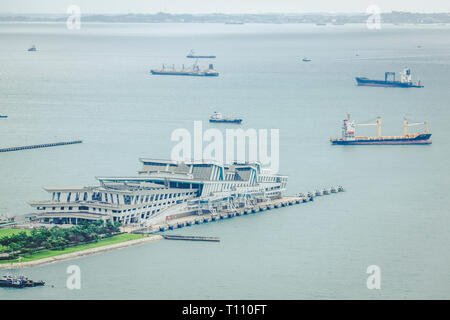 01 mai 2018 - Straits antenne vue paysage, région de planification non développées en plus de Marina Bay et centre-ville de Singapour Banque D'Images