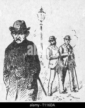 La politique, les lois, l'Allemagne, Loi contre les socialistes, révocation, 1890, caricature, Max : "Regardez ici, ce qu'il a de grandes oreilles', Moritz : 'Je crois que c'est, de l'informateur, il Eavesdropme a besoin de grandes oreilles de lapin pour devenir des suspects, dessin, "Der Wahre Jacob', 1890, l'artiste n'a pas d'auteur pour être effacé Banque D'Images