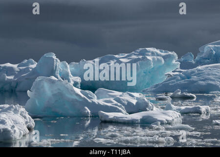 L'Antarctique, ci-dessous le cercle antarctique, Crystal Sound. Rempli d'Iceberg Bay. Banque D'Images