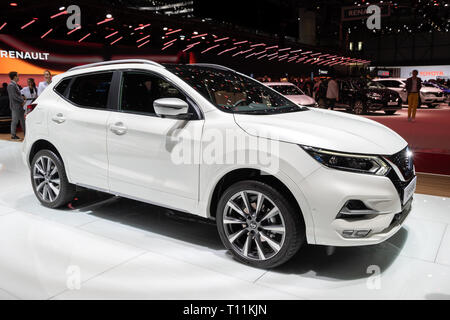 Genève, SUISSE - Le 5 mars 2019 : Nissan Qashqai voiture présentée à la 89e Salon International de l'Automobile de Genève. Banque D'Images