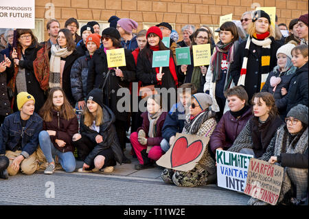 STOCKHOLM, SUÈDE. 22 mars, 2019. Climat suédoise Greta activiste Thunberg démontrant à Stockholm le vendredi. Banque D'Images