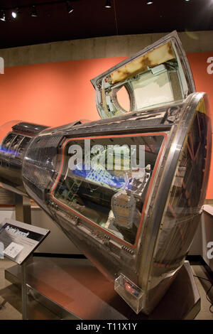 L'engin spatial de Gemini 8 piloté par l'astronaute Neil Armstrong, Apollo dans la Armstrong Air and Space Museum, Wapakoneta, Ohio. Banque D'Images