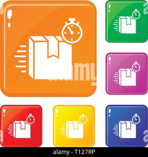 Accélérer la livraison fort icons set vector color Illustration de Vecteur