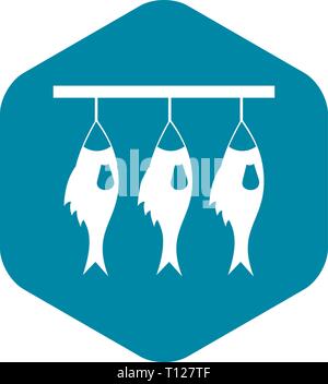 Trois poissons séchés accrochés sur une icône de corde Illustration de Vecteur