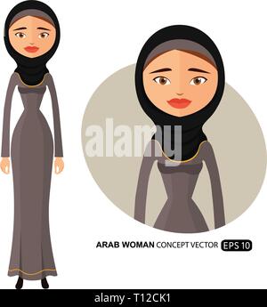 Femme d'affaires arabes dans un hijab noir télévision cartoon vector illustration isolé sur blanc eps 10 Illustration de Vecteur