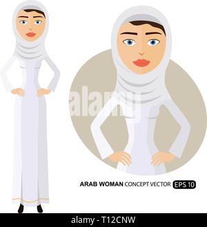 Femme d'affaires arabes dans un hijab blanc télévision cartoon vector illustration isolé sur blanc eps 10 Illustration de Vecteur