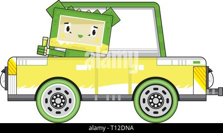 Cute Cartoon Block Caractère Crocodile dans... Illustration de Vecteur