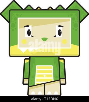 Cute Cartoon Block Caractère Crocodile Illustration de Vecteur