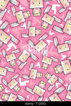 Cute Cartoon Block Lapin de Pâques Lapin Modèle de caractères Illustration de Vecteur