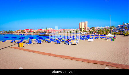 Playa de Las Vistas, Tenerife, Espagne : belle plage de Los Cristianos, île des Canaries, l'Europe Banque D'Images