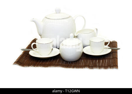 Set pour le thé l'après-midi faites de porcelaine Banque D'Images