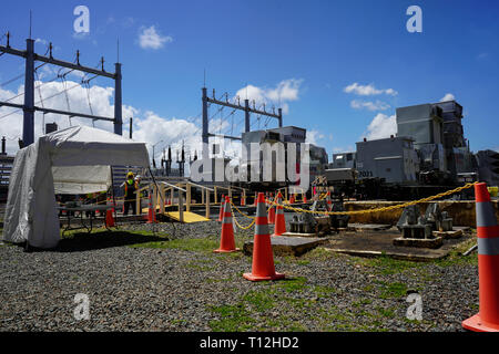 La Federal Emergency Management Agency (FEMA) et le U.S. Army Corps of Engineers a été le maintien de la capacité d'alimentation de secours à Porto Rico. Comme la restauration d'urgence ont progressé sur l'île. Le contrat initial était de 35,1 millions de dollars pour fournir plus d'une génération à la centrale, il y avait 11 extensions pour le contrat pour un coût final de 223 millions de dollars. Les générateurs ont été gérés par le redressement rapide de l'USACE, équipe qui s'occupe du projet Palo Seco depuis Octobre 29, 2017. La démobilisation de la mega-générateurs est une étape positive dans le processus de rétablissement en cours en PU Banque D'Images