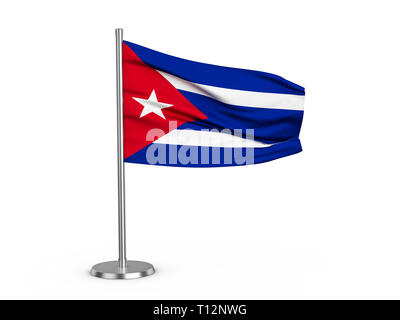 Cuba drapeau flottant sur un fond blanc. 3d illustration. Banque D'Images