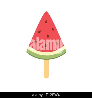 Pastèque juteuse, la crème glacée maison lumineuse popsicle congelé Illustration de Vecteur