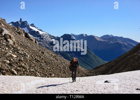 Trekking dans le beau Cerro Castillo Réserve, d'Aysen, en Patagonie, au Chili Banque D'Images
