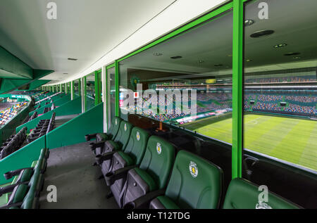 Tribune VIP à José Alvalade Stadium - l'arène officielle du FC Sporting. Lisboa, Portugal Banque D'Images