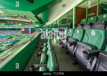 Tribune VIP à José Alvalade Stadium - l'arène officielle du FC Sporting. Lisboa, Portugal Banque D'Images