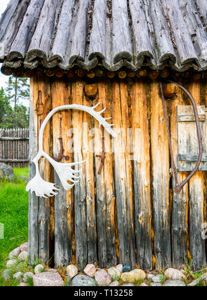 Poste de traite et reconstruit en campement autochtone Saguenay-Lac Saint-Jean, Québec, Canada Banque D'Images