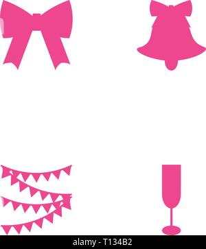 Ensemble d'appartement de vacances de Noël, anniversaire d'icônes. Style plat Illustration de Vecteur