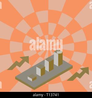 3D en cluster coloré Bar Chart diagramme Graphique en perspective avec deux flèches copie Espace design template vide texte pour votre annonce, promotion, affiche, flyer, w Illustration de Vecteur