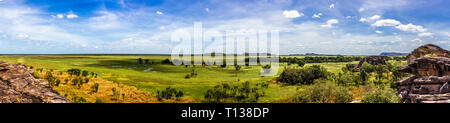 Panorama depuis l'Nadab Lookout à ubirr, le parc national de Kakadu. Il ressemble à une savane africaine - Australie Banque D'Images